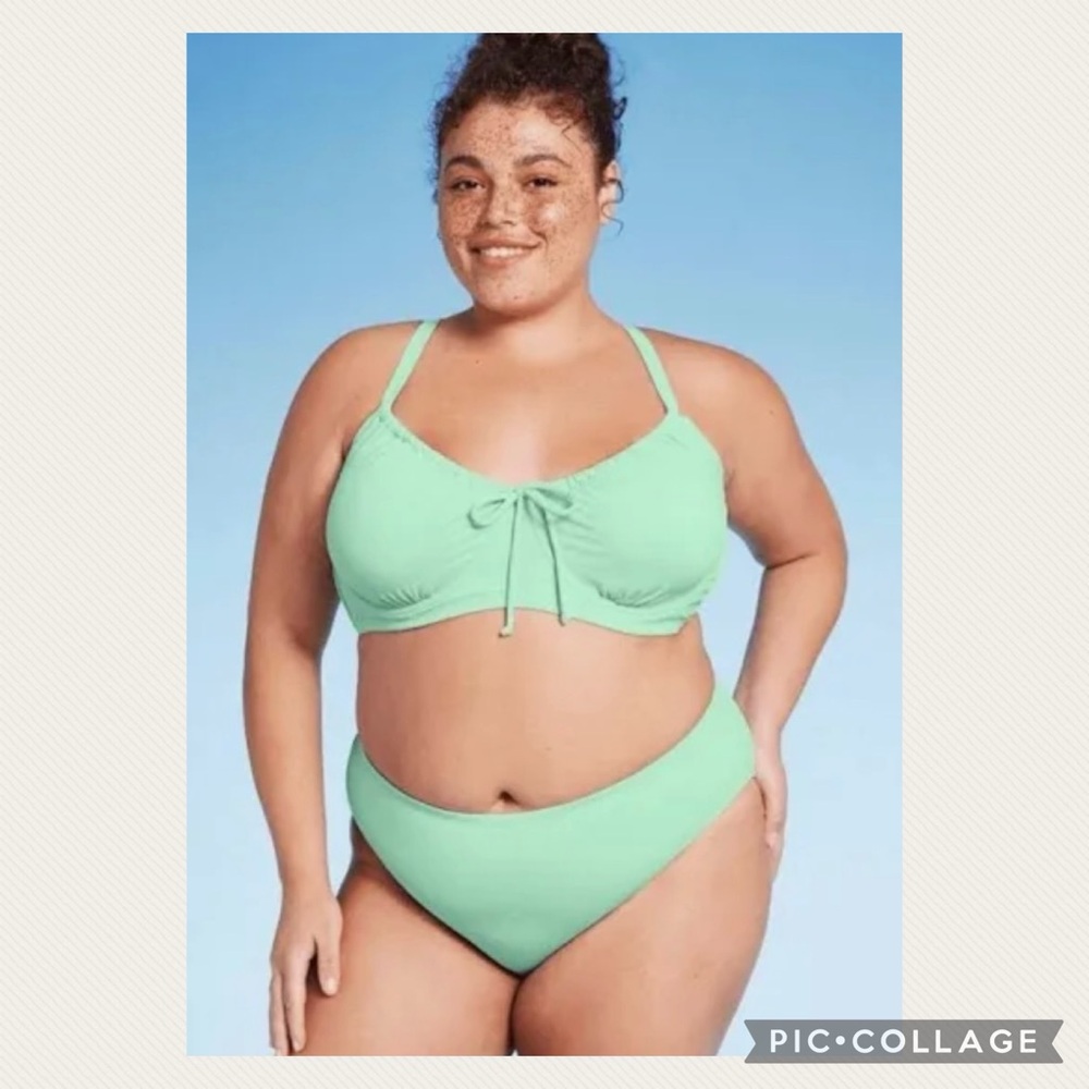 Wild Fable Pistachio Green Shimmer Bikini Bottoms NWT 3X